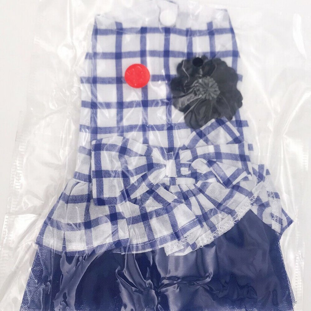 Bow knot Checker Plaid Ruffle Tutu Skirt Princess Dog Cat Dress Pet Cloth